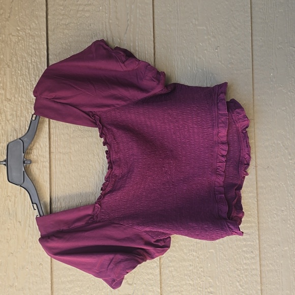 Torrid Short Sleeves Mocked Crop Top 3x New Purple Wine Tasting - Picture 10 of 11